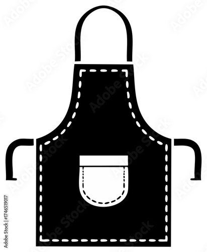 Apron Black Icon with Pocket for Cooking, Baking, or Crafting