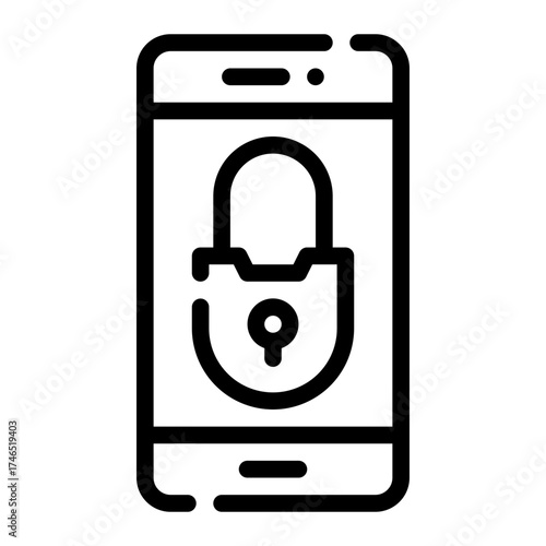 mobile security line icon