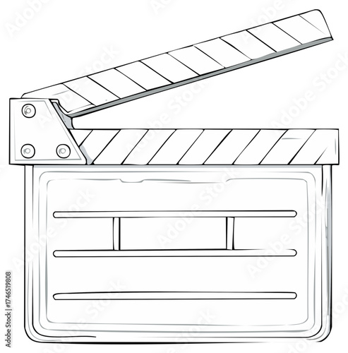 Illustration of a clapperboard for filmmaking and video production