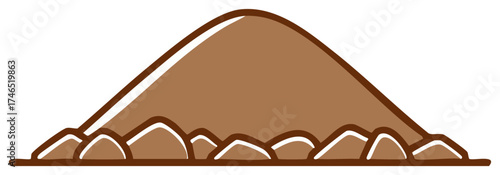 Simple Cartoon Style Sand Pile Illustration for Construction and Desert Scenes