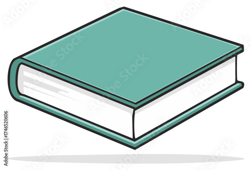 Turquoise Hardcover Book in Isometric View - Cartoon Education Material
