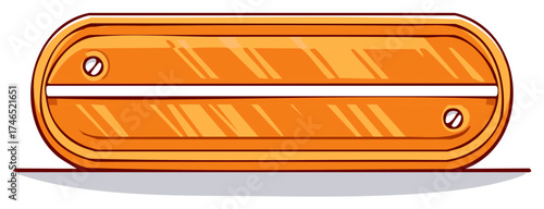 Stylized Graphic of Rectangular Amber Reflector with Bolts for Vehicles