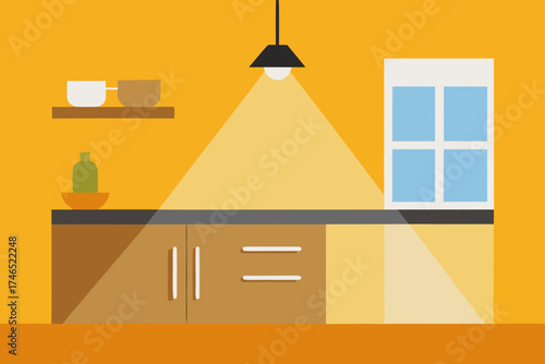 minimalist kitchen sunlight reflection countertop