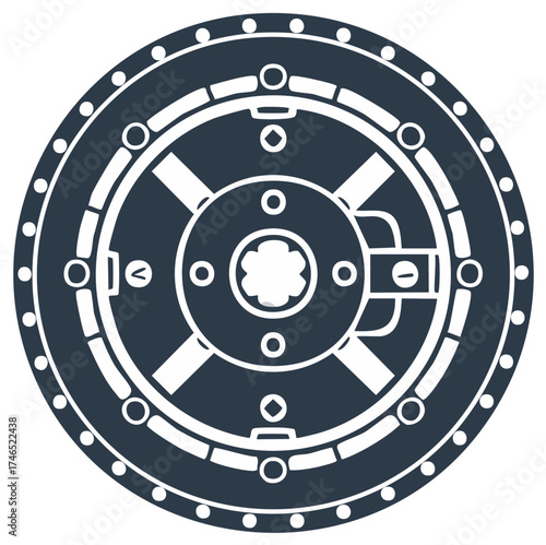 Heavy Industrial Circular Metal Grate Manhole Cover Icon Design