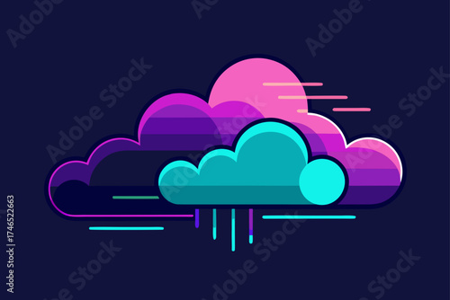 surreal digital clouds neon highlights fantasy