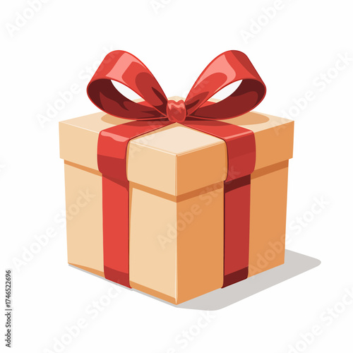 Isolated Gift Box with Red Ribbon and Bow for Celebrations and Special Occasions Presents and Holiday Cheer