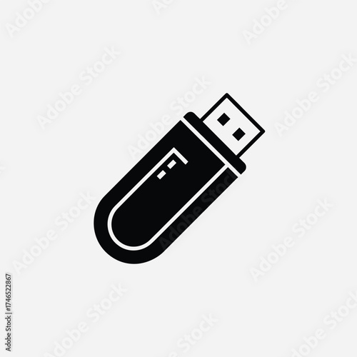 usb flash drive icon silhoutte fully editable vector template