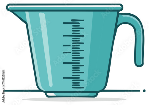 Bright turquoise measuring cup with spout and handle for precise kitchen measurements