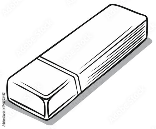 Vector illustration of a block eraser. Art supply. School or office equipment. Drawing style