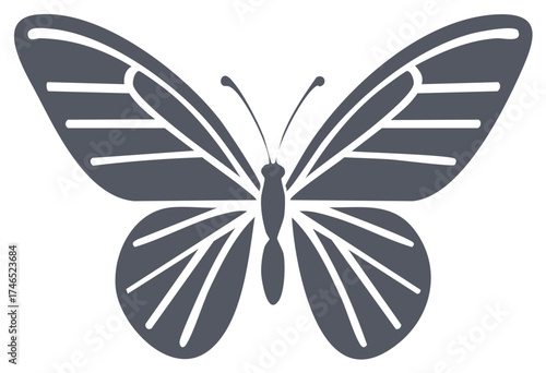 Stylized Insect Silhouette Graphic with Intricate Wing Patterns