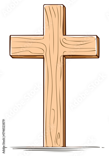 Simple Stylized Wooden Cross Symbol of Christian Faith and Spirituality