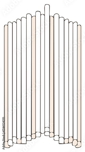 Abstract graphic design featuring vertical rounded elements forming an ascending and descending curve