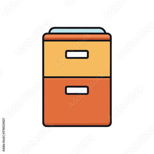 Vector illustration of a two-drawer filing cabinet icon for office and data storage