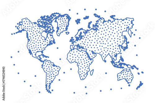 Minimalist World Map Line Art Illustration