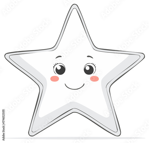 Cute Smiling Star Character Illustration with Happy Face
