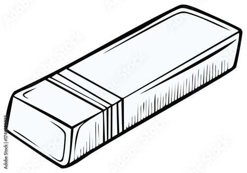 Simple classic rectangular rubber eraser for correcting school or office work illustration
