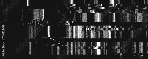 Glitch background. VHS grunge texture with noise effect and pixelation. Analog video digital errors. Retro pixel backdrop. Vector illustration.
