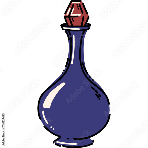 A Vintage Mystic Potion Bottle embellished with a Colored Gemstone