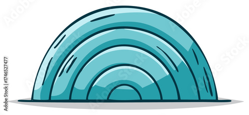 Stylized blue rounded arches with dark outlines and subtle shadows for architectural or geometric graphic design