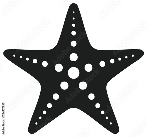 Elegant Black Starfish Silhouette with Geometric Dot Patterns for Coastal Designs