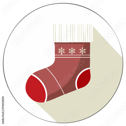 Festive Christmas Stocking with Snowflake Pattern in Circle Shape