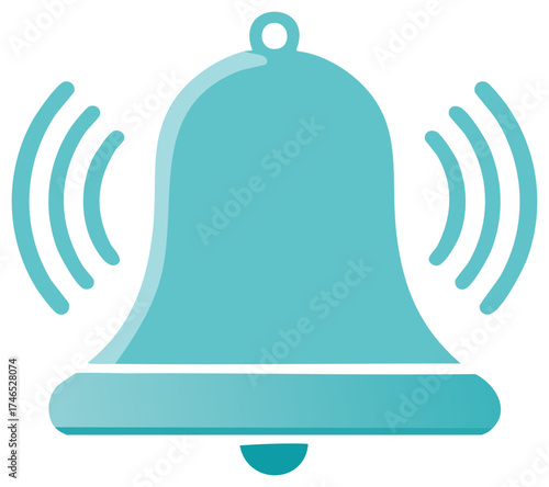 Blue bell icon with sound waves indicating notification or alert symbol