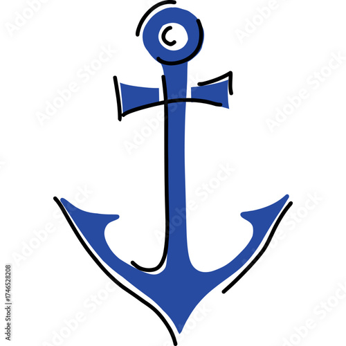 Stylized Representation of a Blue Anchor Icon Perfectly Designed for Nautical Themes and Designs