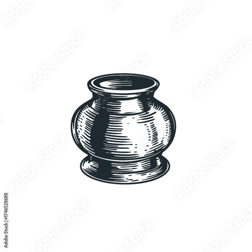 Hand drawn sketch style inkwell. Vintage retro stationary supply object. Vector illustration isolated on white background. 