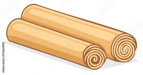Stylized Wood Rolls Two Seamless Cartoon Illustration of Lumberyard Products