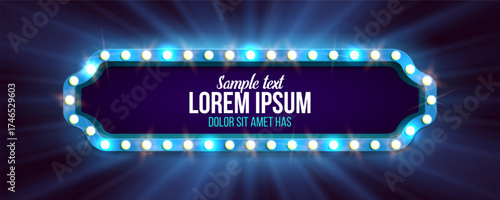 Shining retro billboard. Vintage bright sign board for your design. Vector illustration.