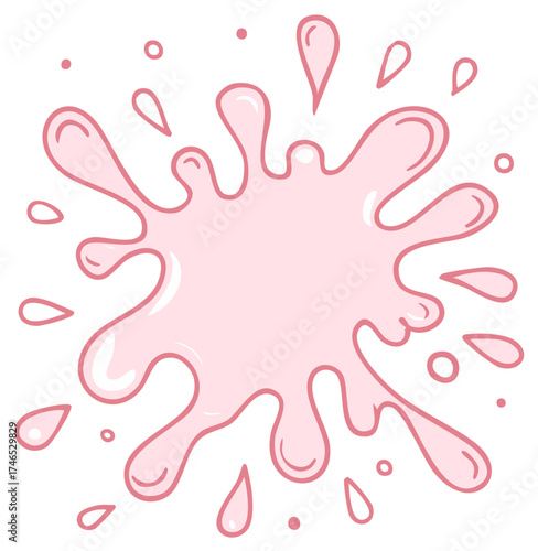 Wallpaper Mural Fun Pink Liquid Splash Cartoon Art with Droplets and Bubbles Torontodigital.ca