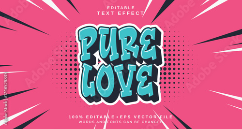 Editable text style effect - Pure Love text style theme.