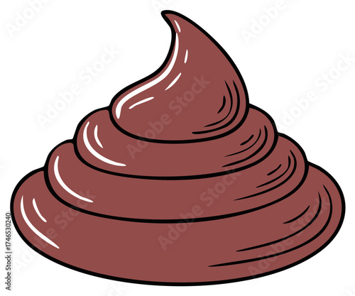 Humorous brown swirled excrement pile cartoon illustration isolated for playful design