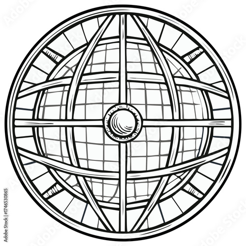 Detailed round esoteric line art mystical symbol portal with magical ornament
