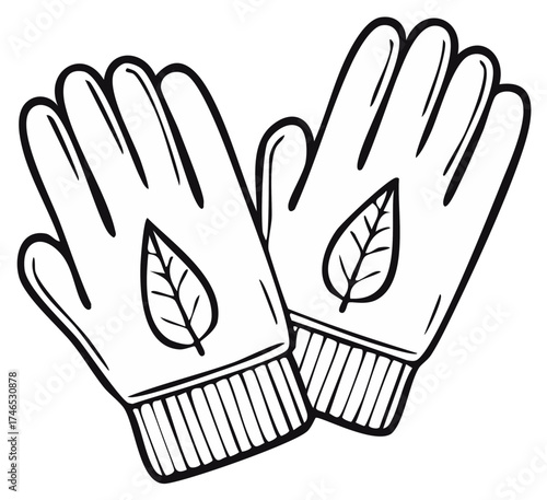 Gardening gloves with leaf design illustration