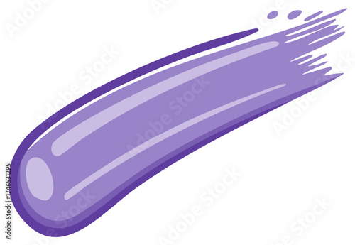 Stylized Purple Comet Streaking Trail Glowing Space Object Vector Graphics Design Element Illustration