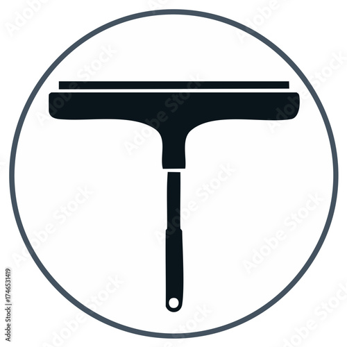 Window Squeegee Silhouette in Circle - Tool for Cleaning and Maintenance