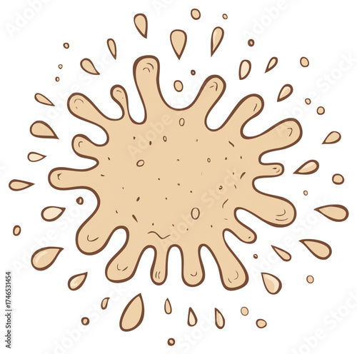 Hand Drawn Brown Liquid Splatter Stain Element Cartoon Messy Splash