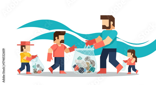 Volunteers Cleaning Up Litter Promoting Environmental Responsibility and Community Action