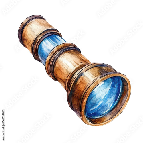 A spyglass watercolor art on transparent background