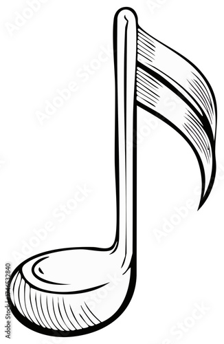 Stylized Music Note with a Smooth Curve and Detailed Lines