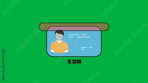 ID card scan vector icon flat design illustration for identity verification isolated on green background