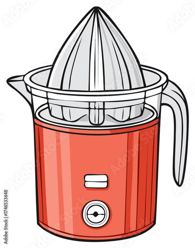 Red Electric Citrus Juicer Kitchen Appliance Illustration for Fresh Healthy Drinks
