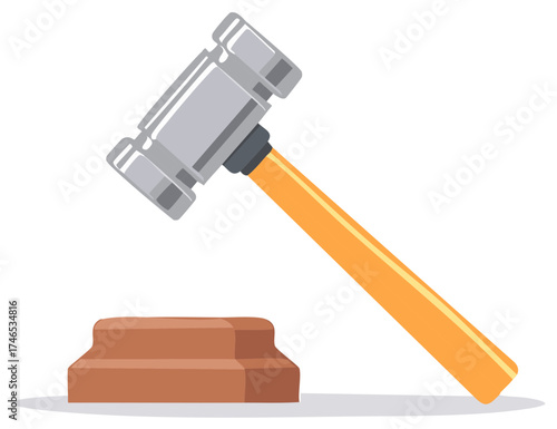 A judge's gavel and sounding block, a vector illustration symbolizing law, justice, and auctions.
