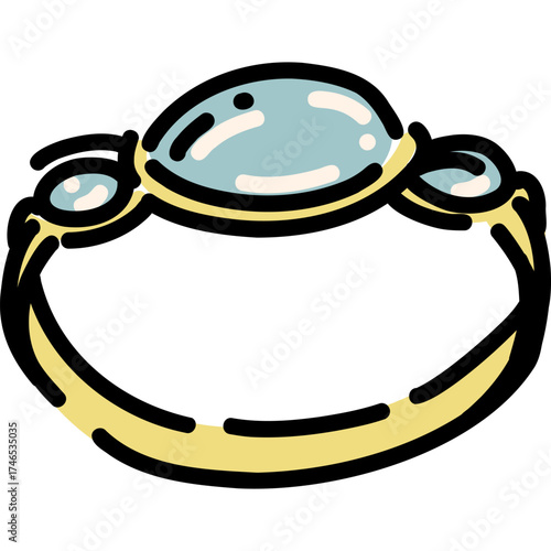 An Elegant Gold Ring featuring Beautiful Blue Gemstones adorns it