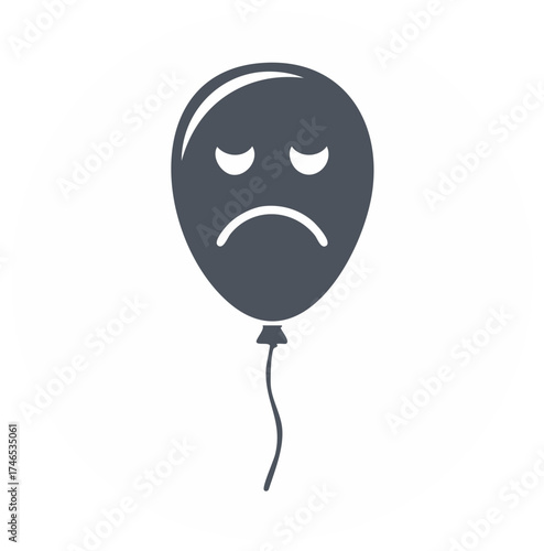 Gloomy balloon with a sad face icon symbolizing disappointment or sadness