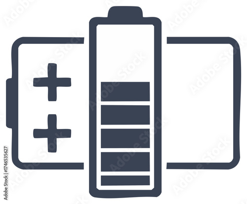 Icon of a Battery Charging With Positive and Negative Indicators