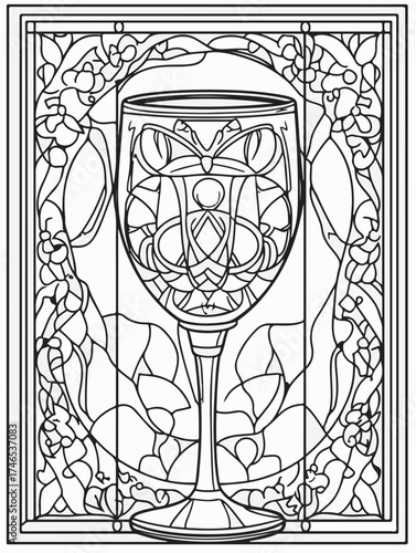 Vektorgrafik aus der Reihe: malbuch, malseite, printable, erwachsene, ausmalen, vorglühen, glas, mandala, sakral, kloster, mädelsabend, kirchenfenster,