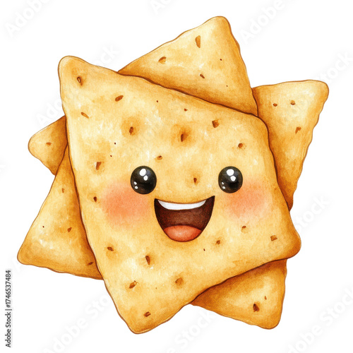 Crackers with cute face on transparent background