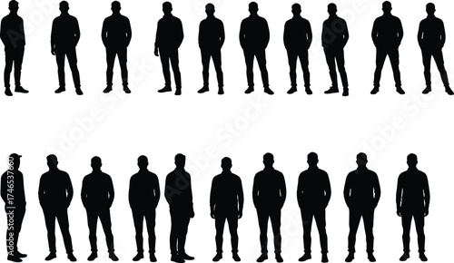 Business people silhouettes, professional group, corporate diversity, office staff, teamwork concept